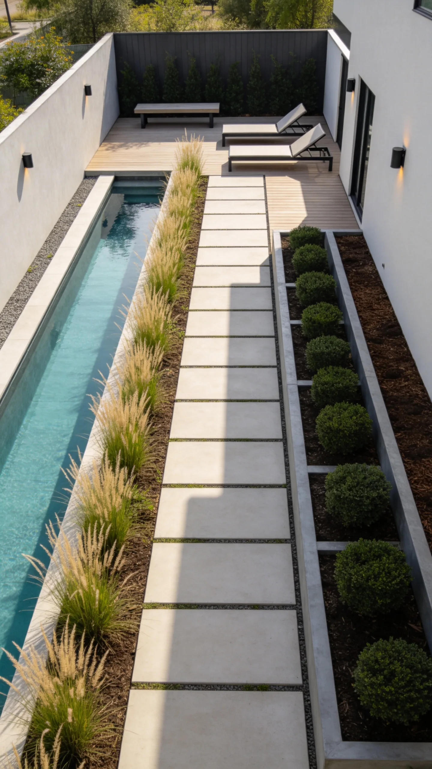 4. Design a Narrow Lap Pool With a Linear Garden Border