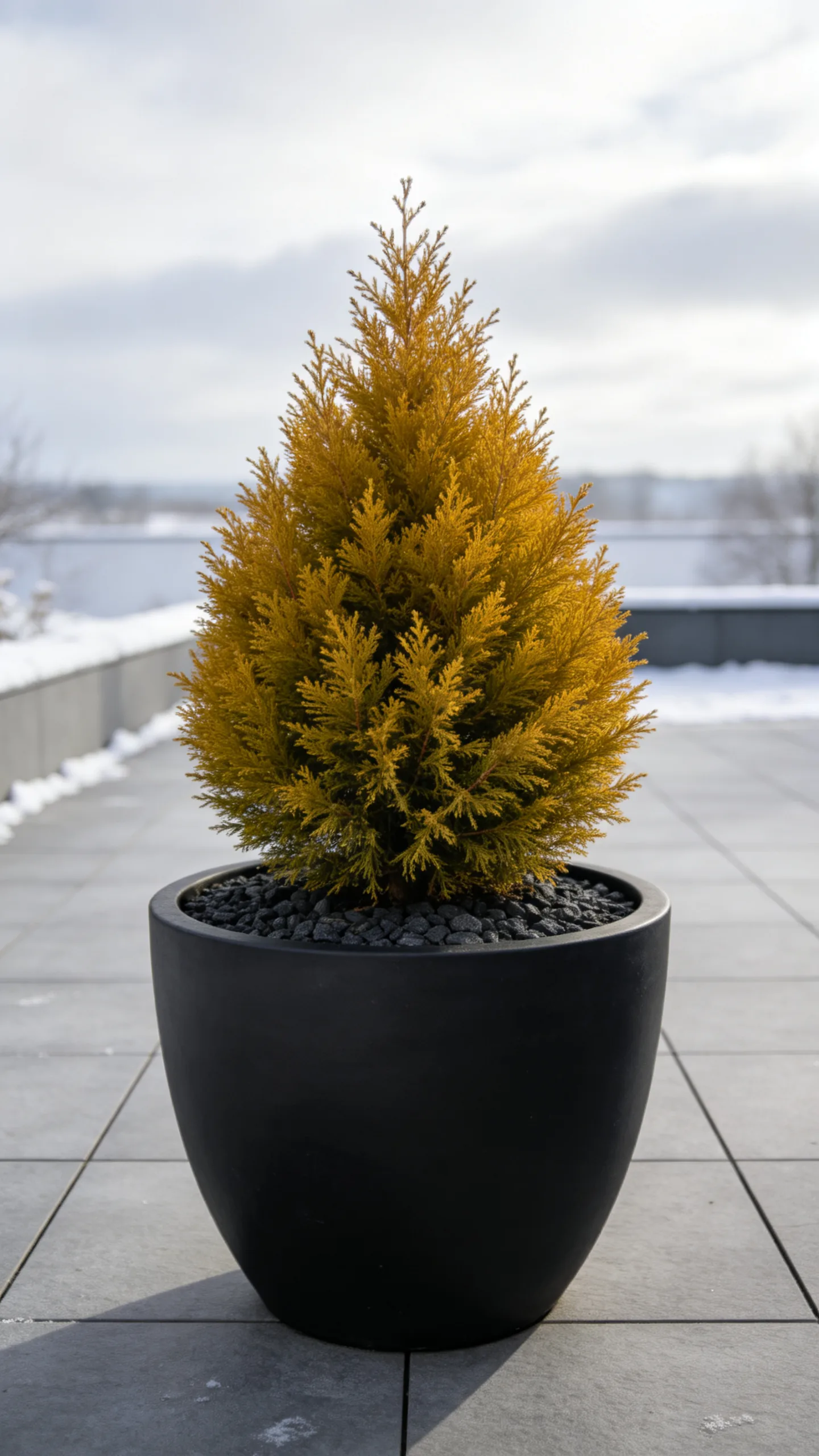 5. Use Black Pots to Highlight Golden Foliage