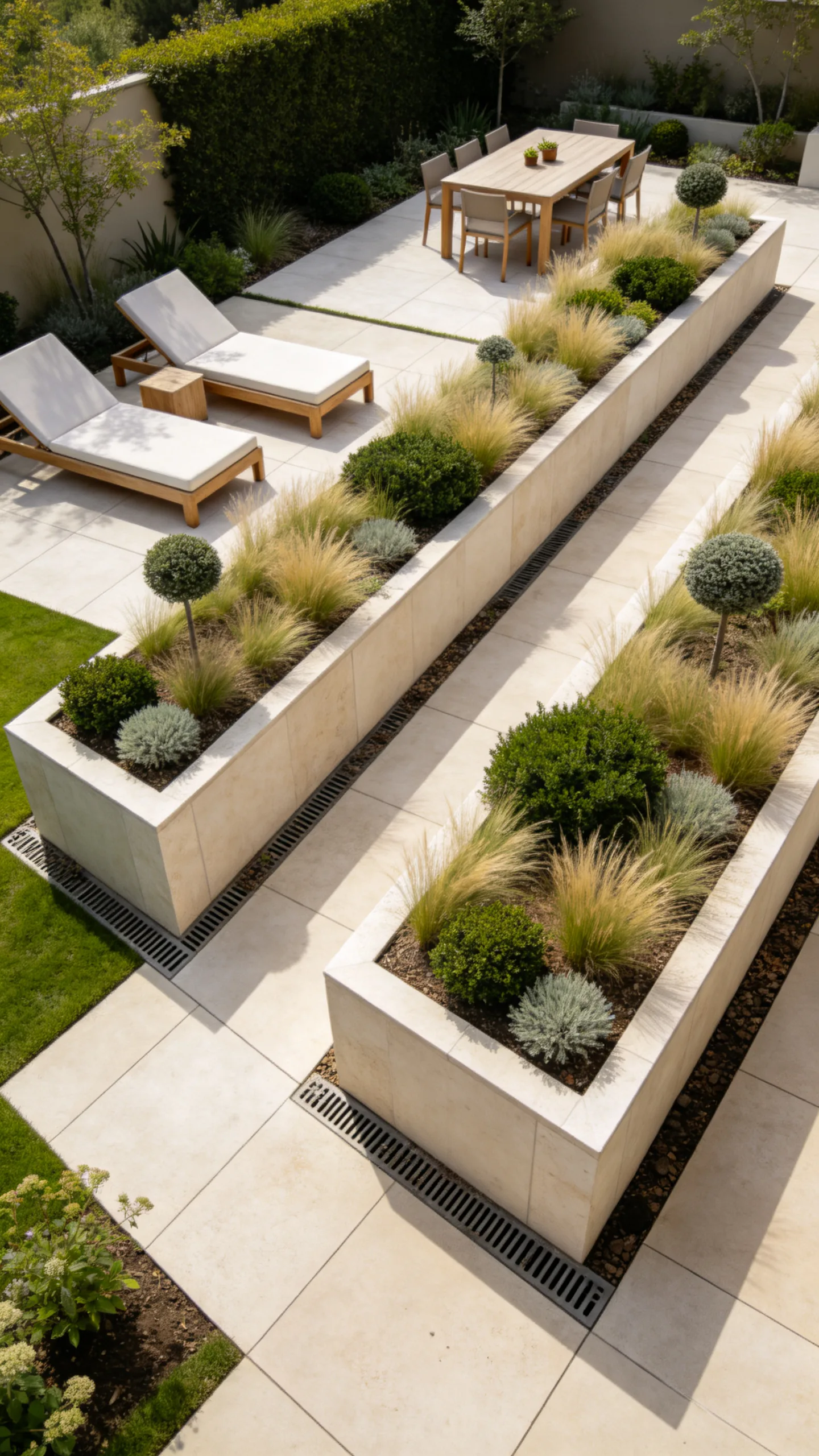 7. Use Raised Planters as Poolside Room Dividers