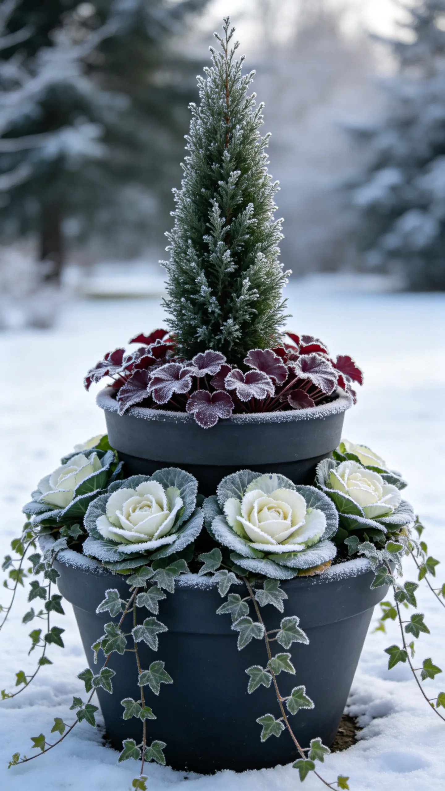 8. Plant a Winter Container in Three Tiers