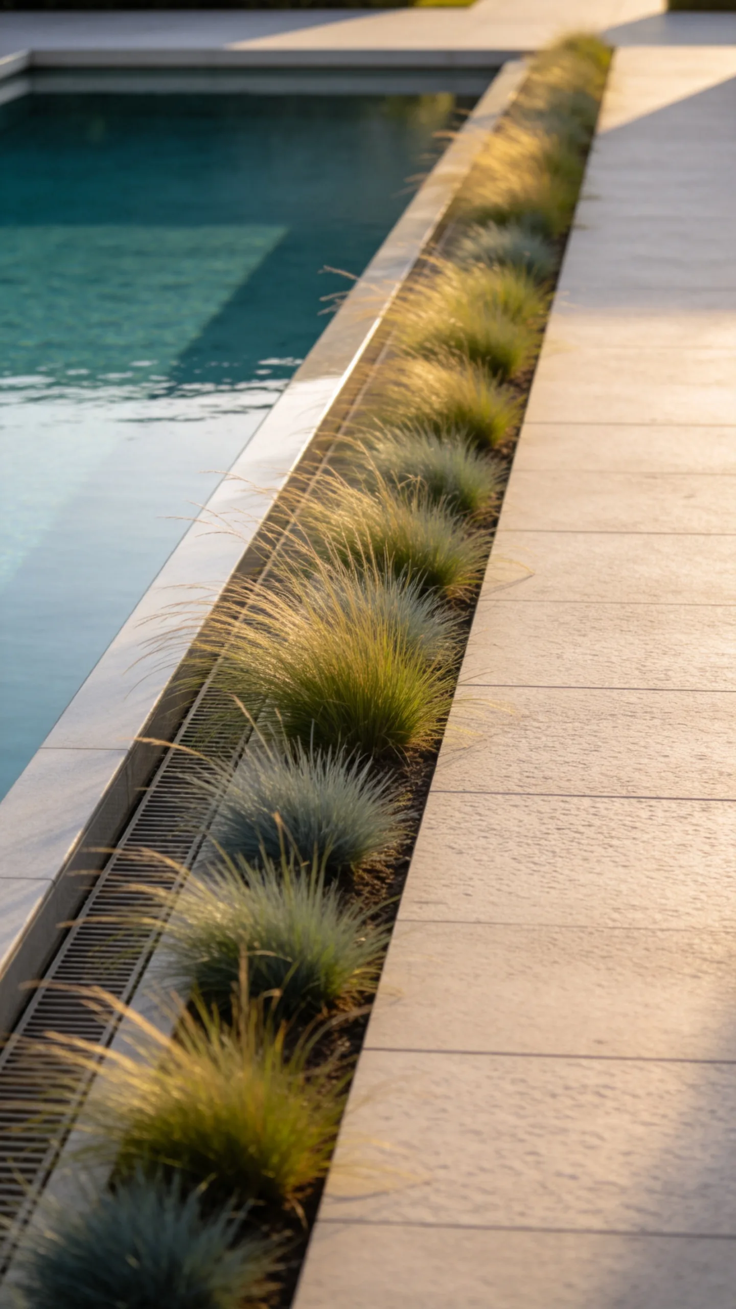 9. Soften a Modern Pool With Ornamental Grasses