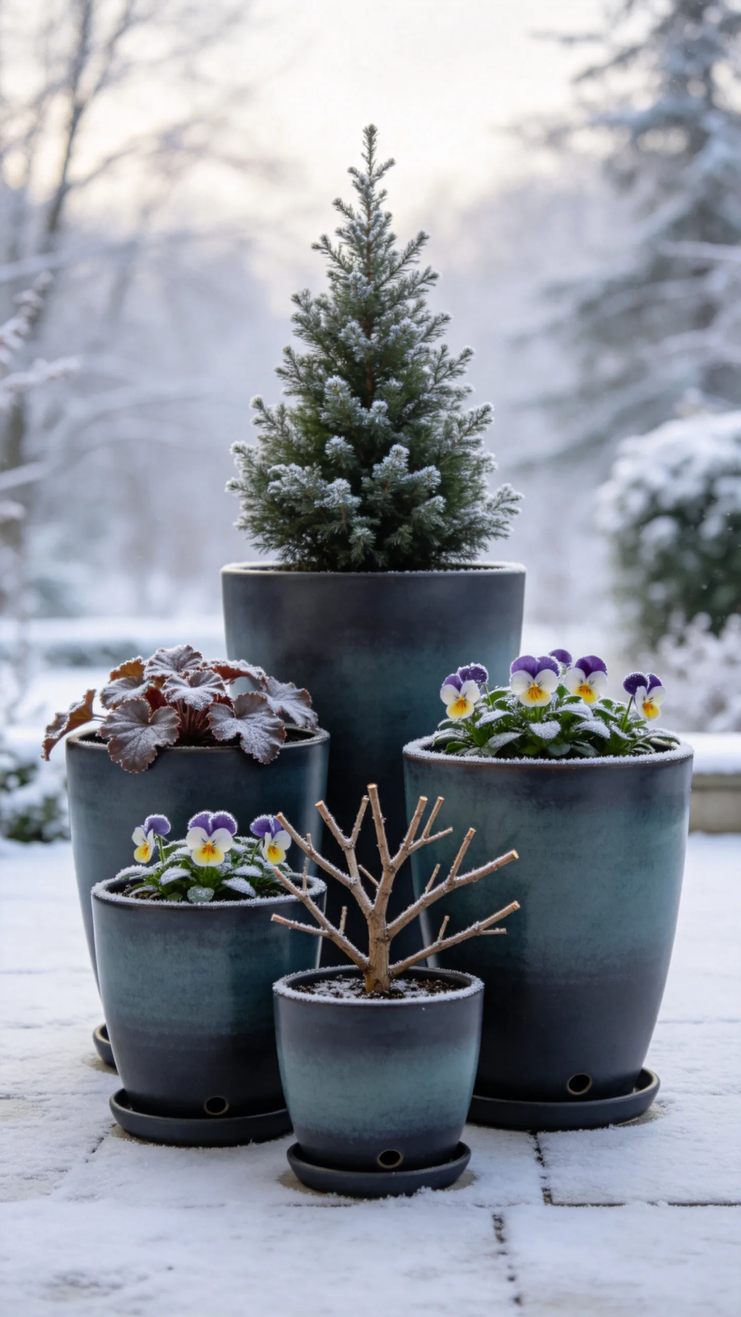 11. Arrange a Cluster of Frost-Resistant Pots