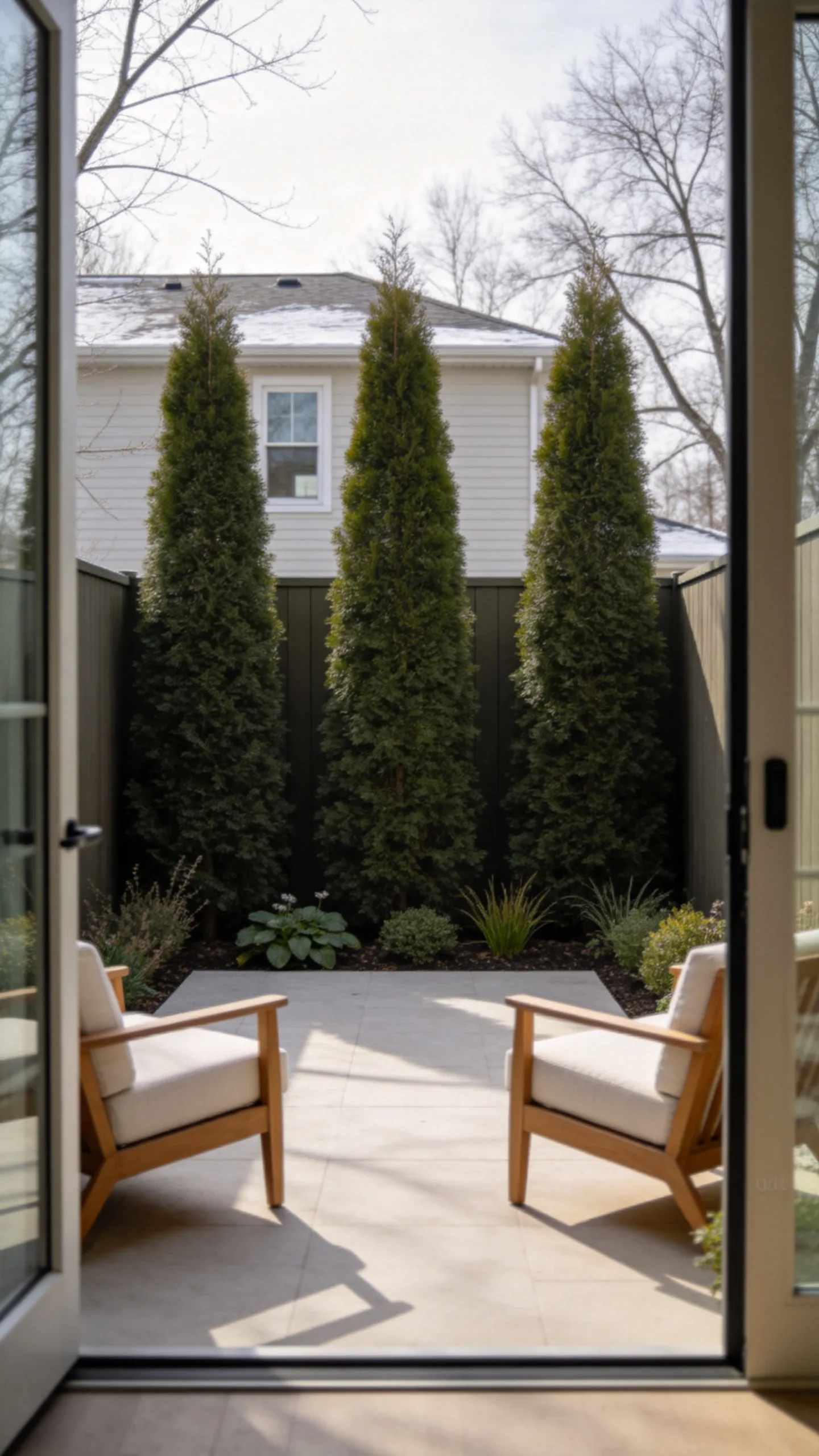 14. Plant a Narrow Evergreen Privacy Screen