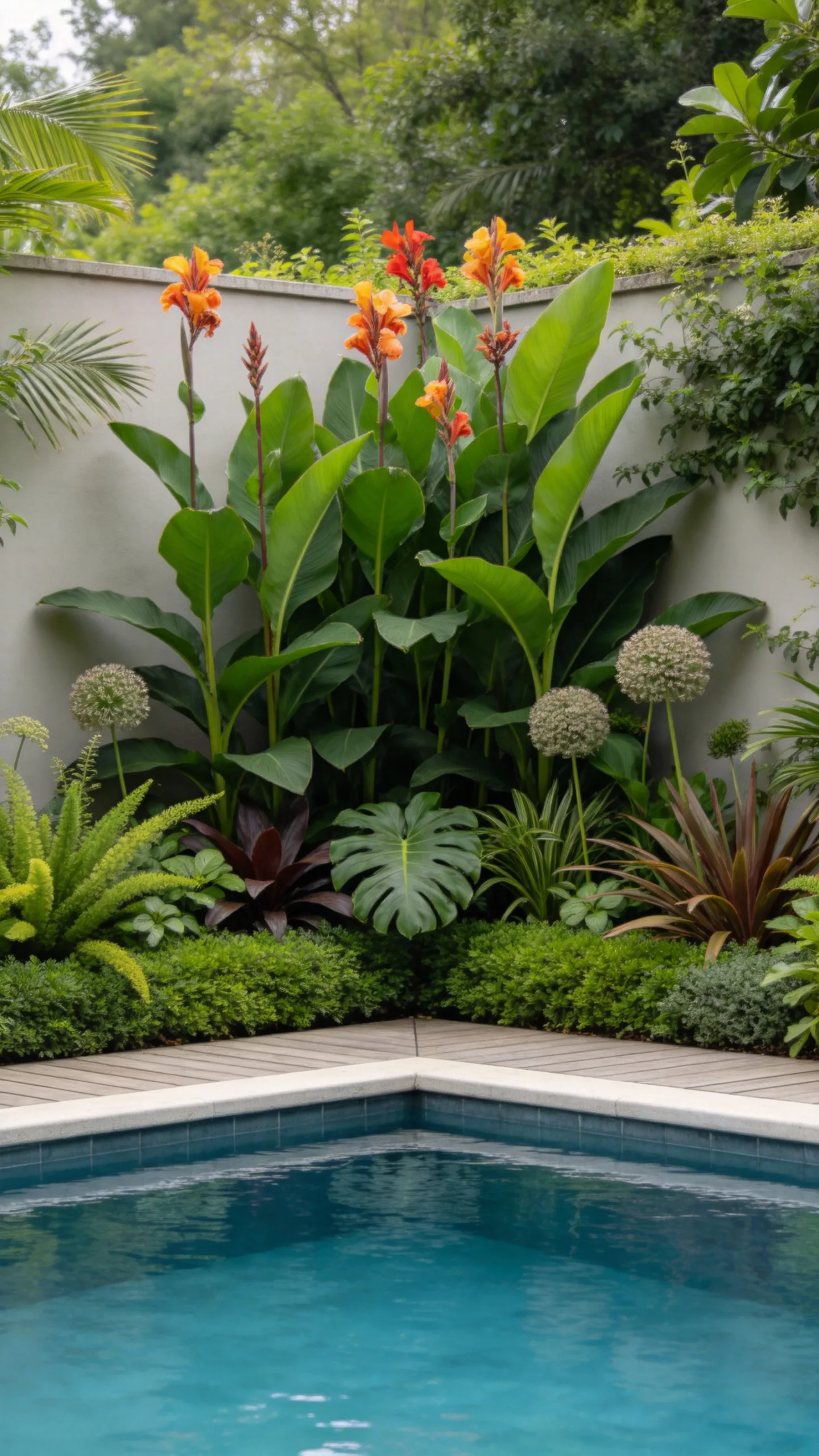14. Create a Tropical Corner With Large-Leaf Plants
