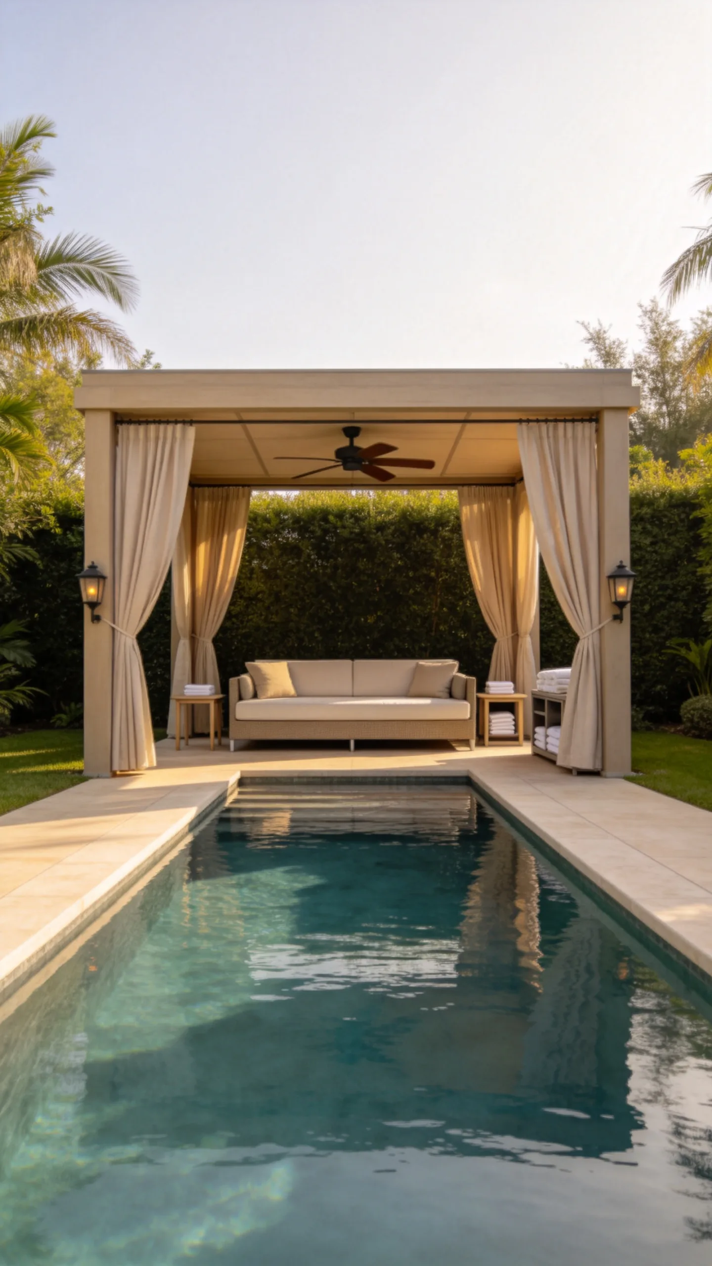 18. Create a Resort-Style Cabana at the Pool’s Far End