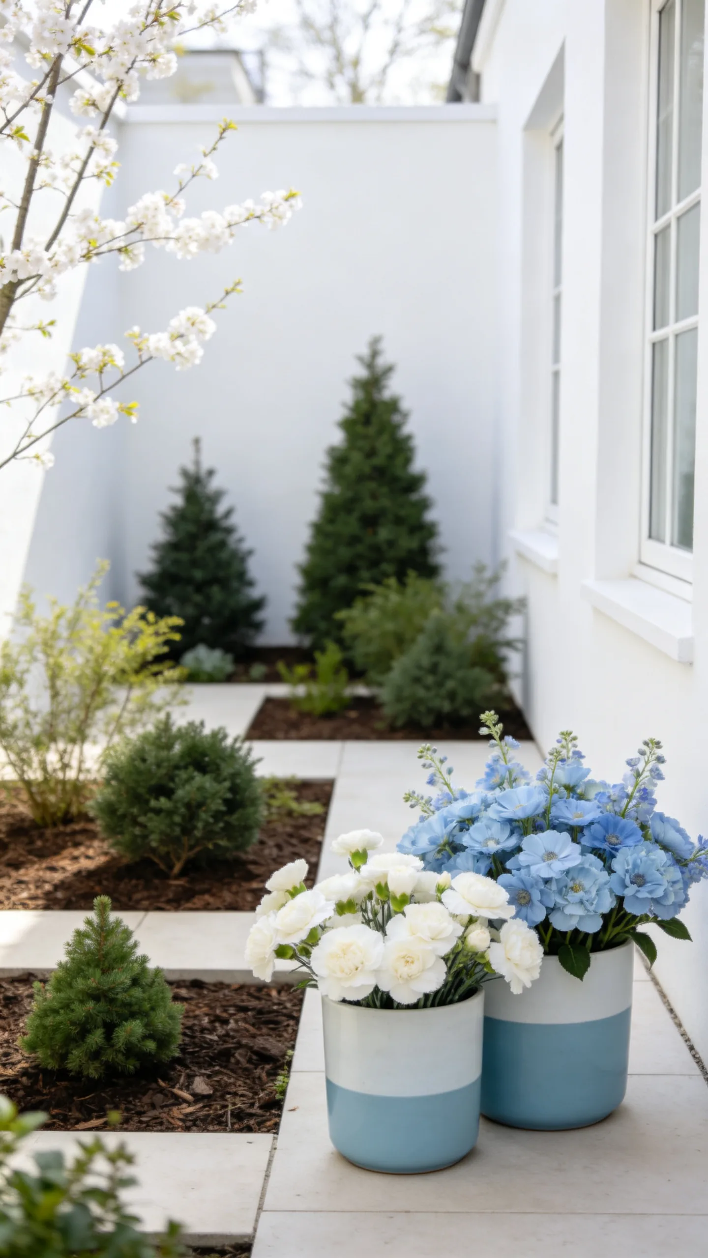 20. Use Evergreen Structure With Seasonal Pot Color