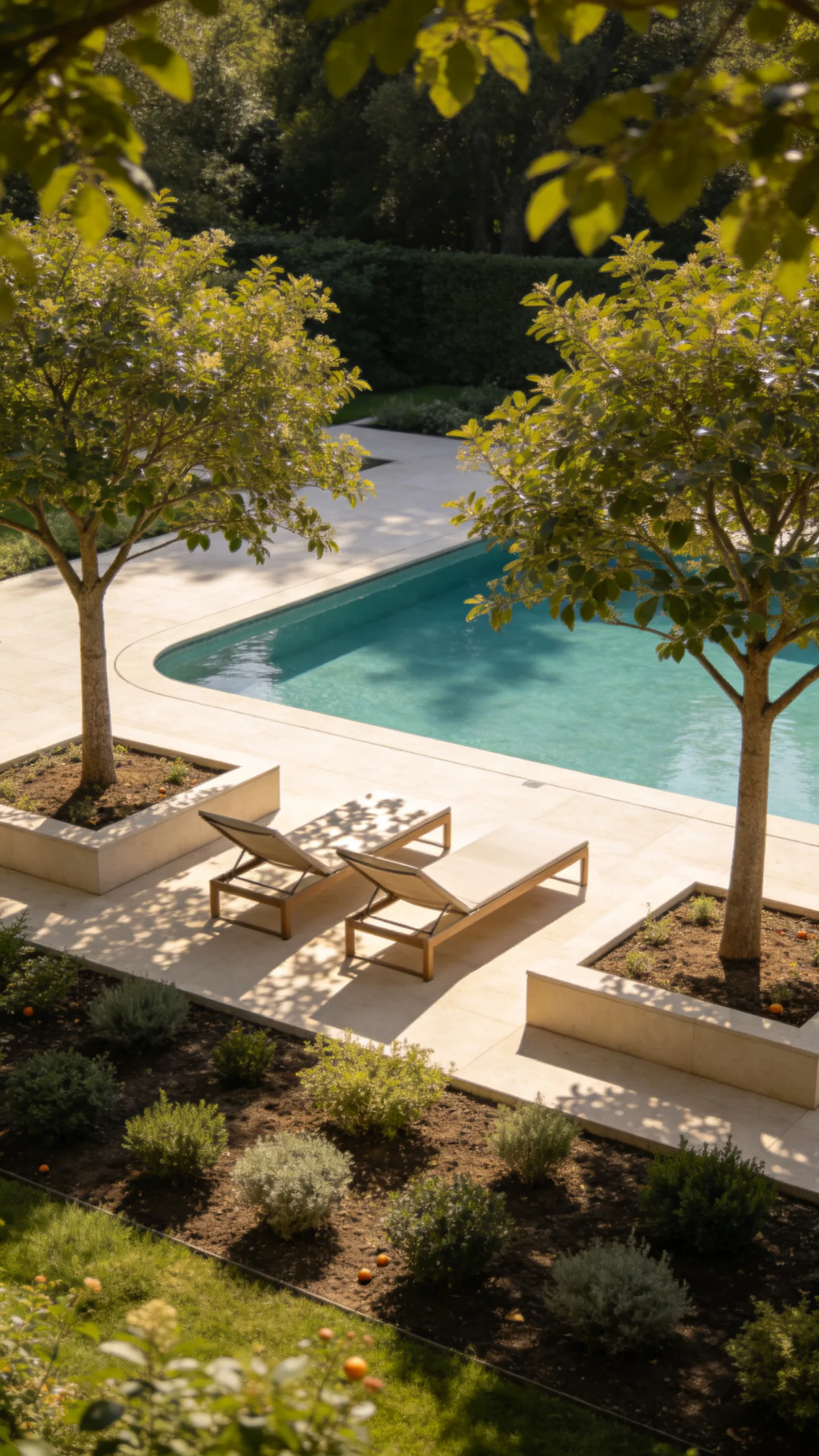 20. Plant Small Trees for Filtered Poolside Shade
