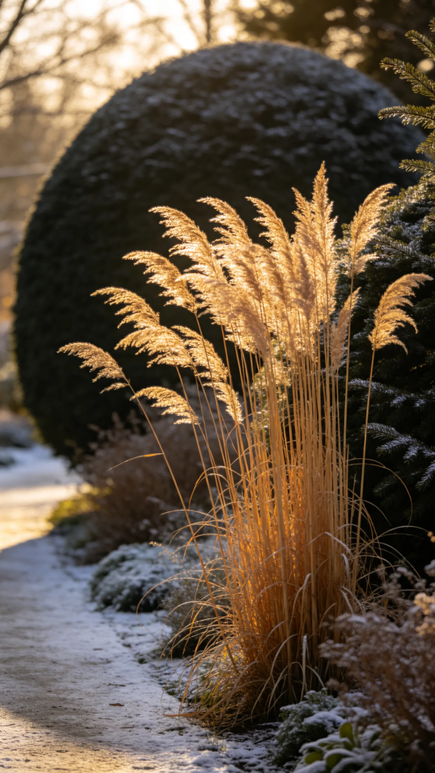 21. Plant Ornamental Grasses Among Evergreens