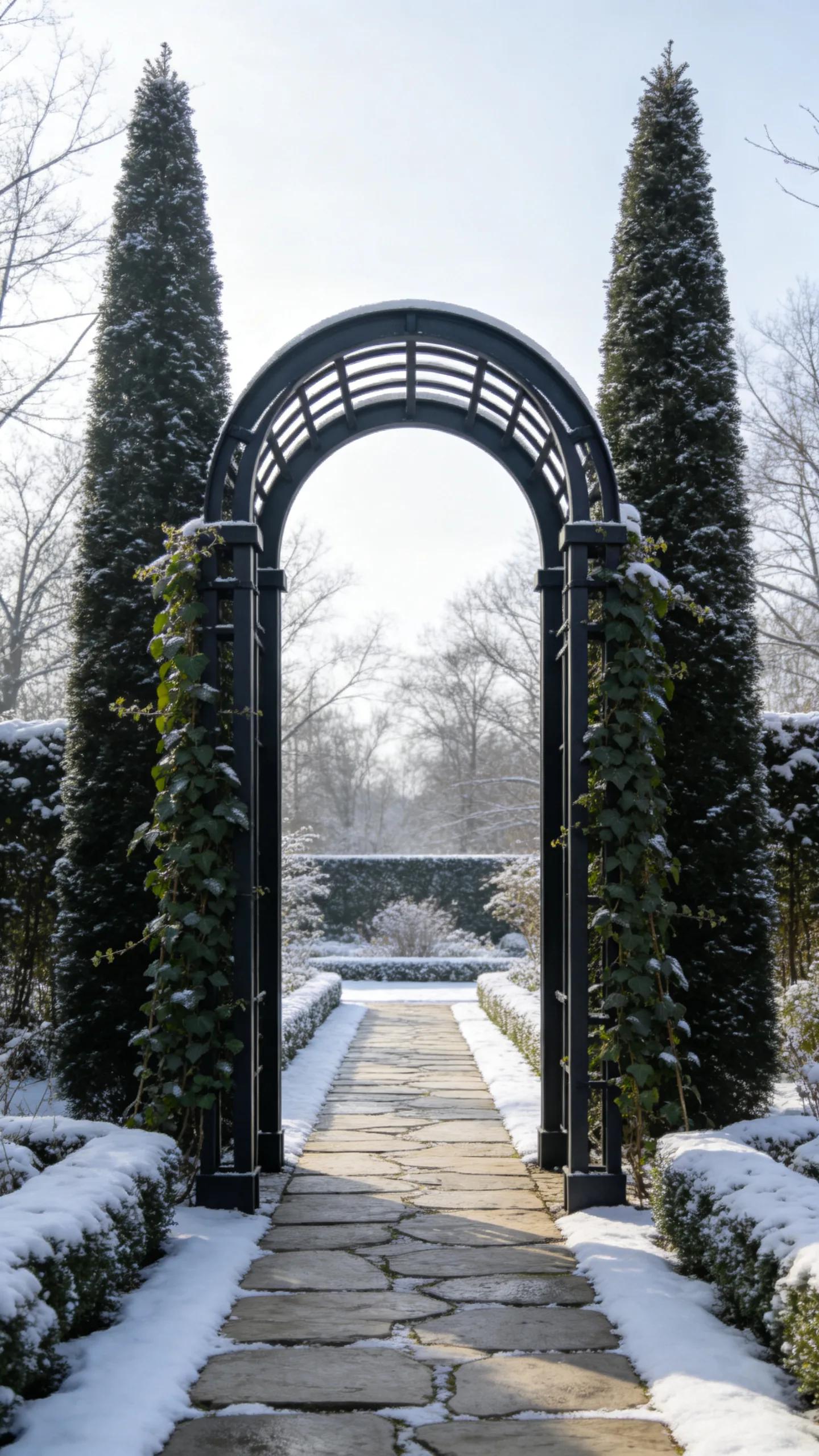 23. Mark Garden Entrances With Evergreen Arches
