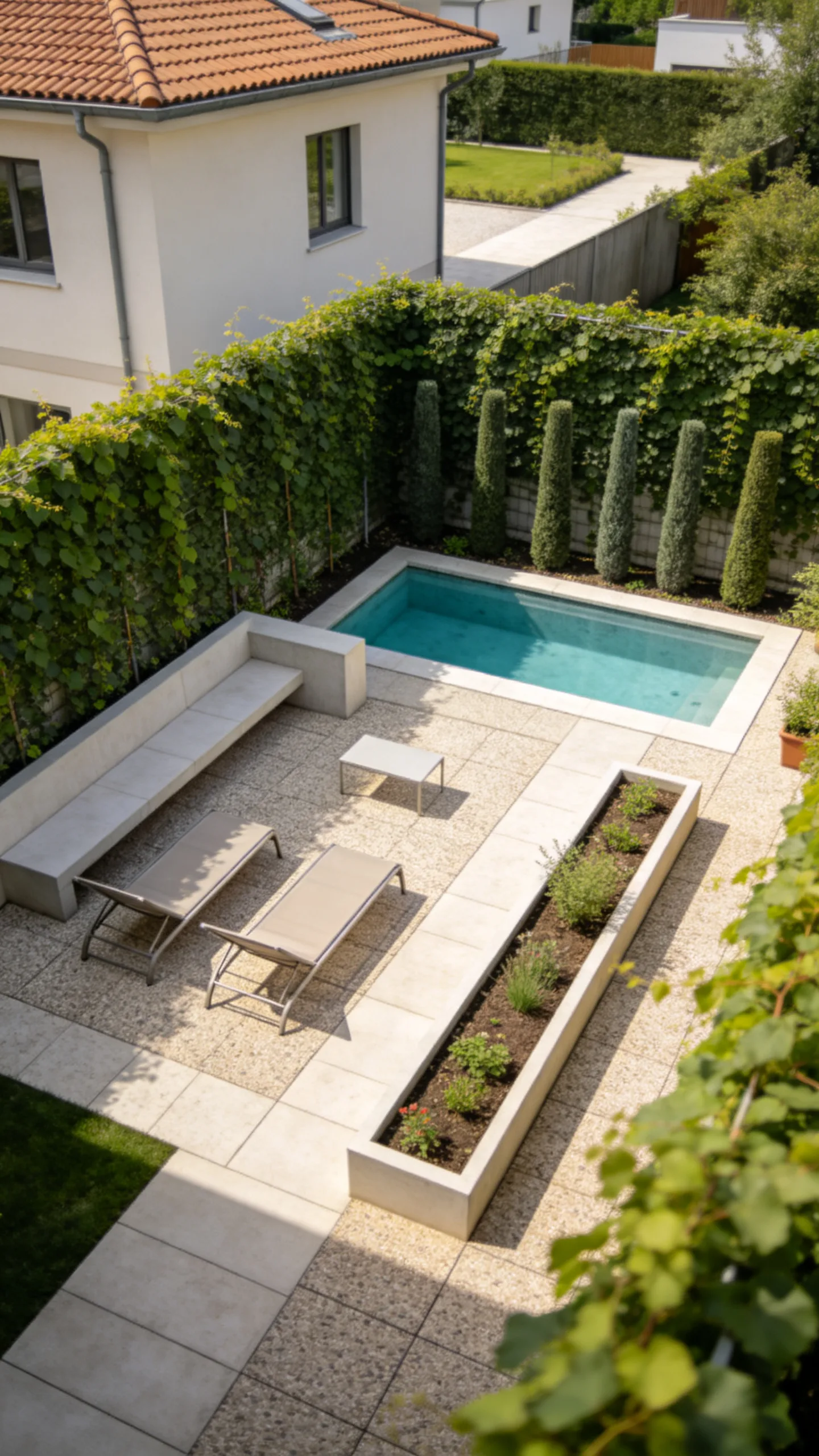 24. Plan a Compact Plunge Pool With a Garden Lounge
