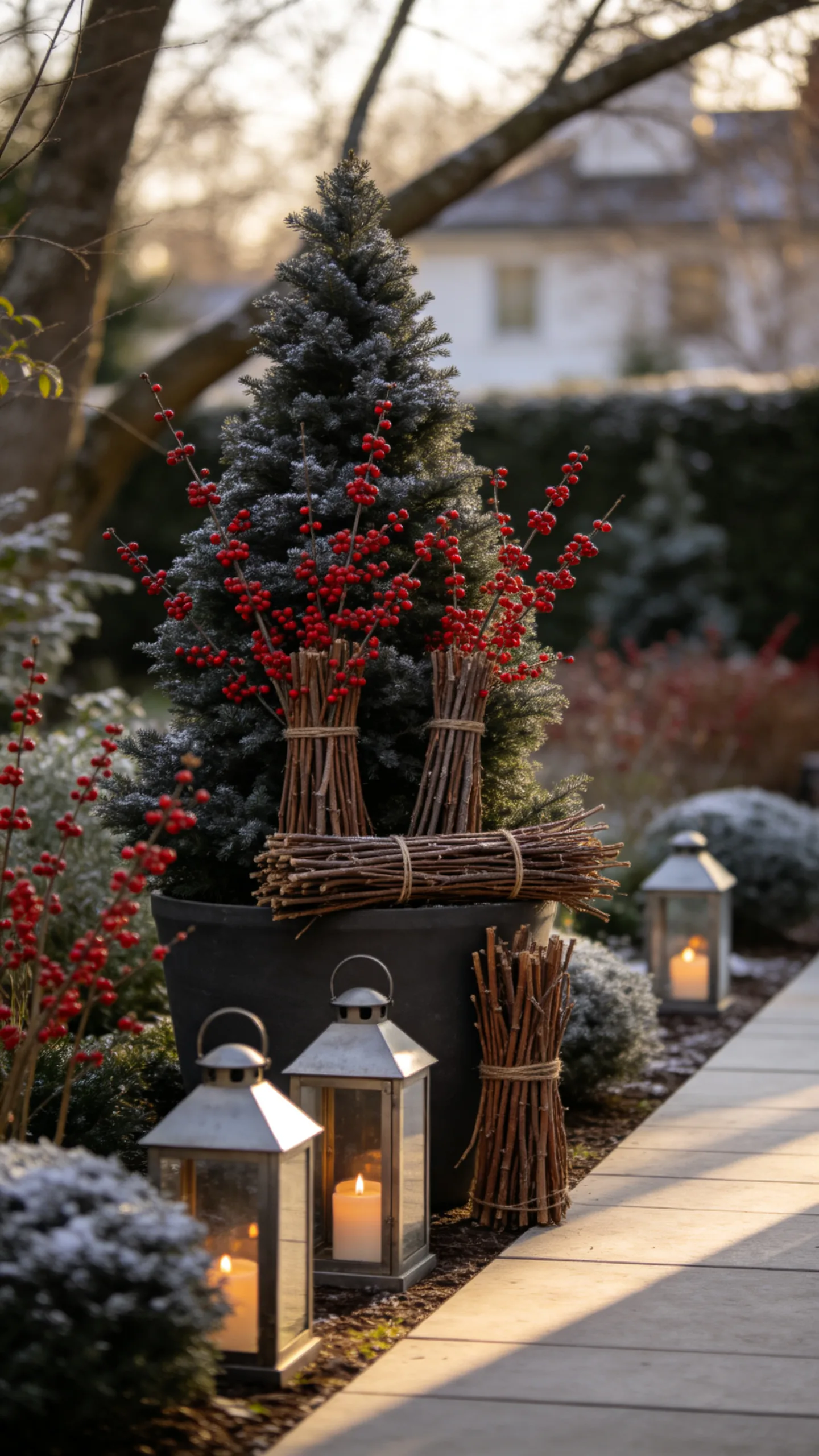 25. Combine Evergreens With Removable Seasonal Accents